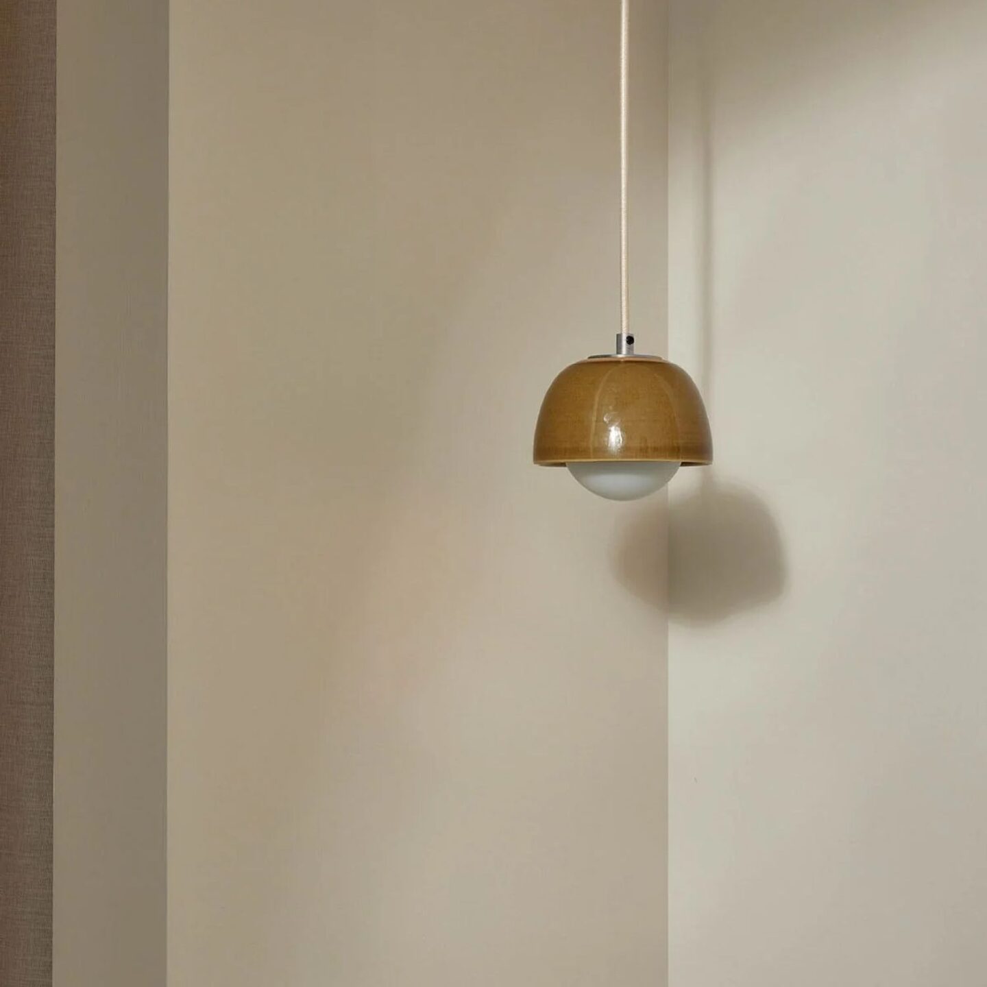 Terra 0 Pendant Light - Fabric Chartreuse, Brushed Nickel